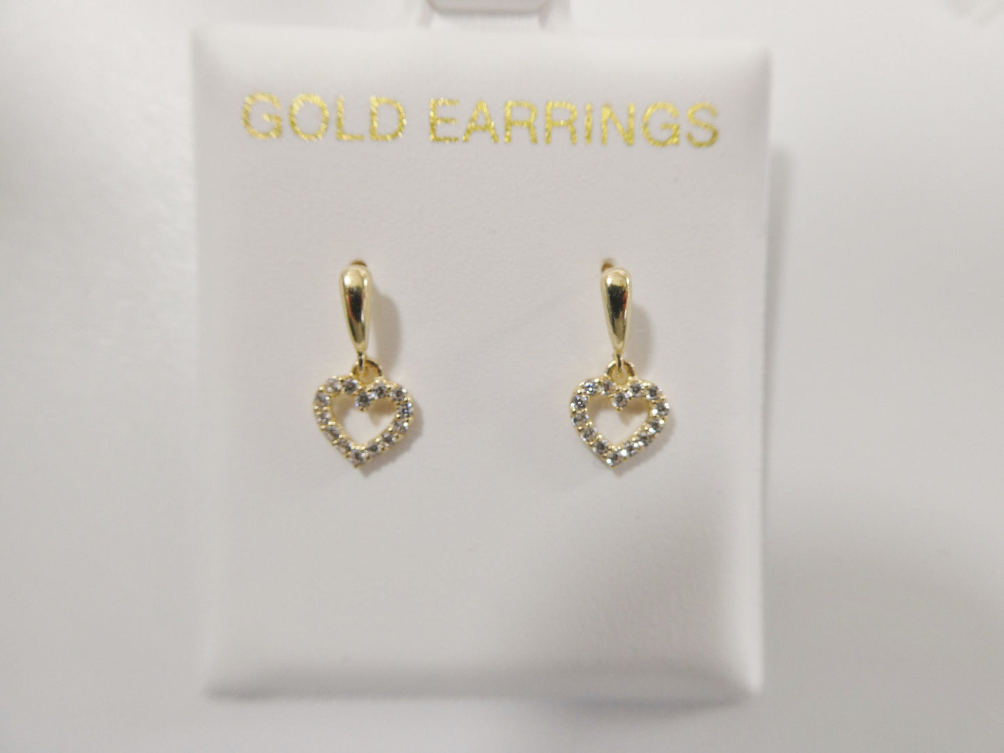 real 10k solid yellow gold push post heart dropping stud earrings