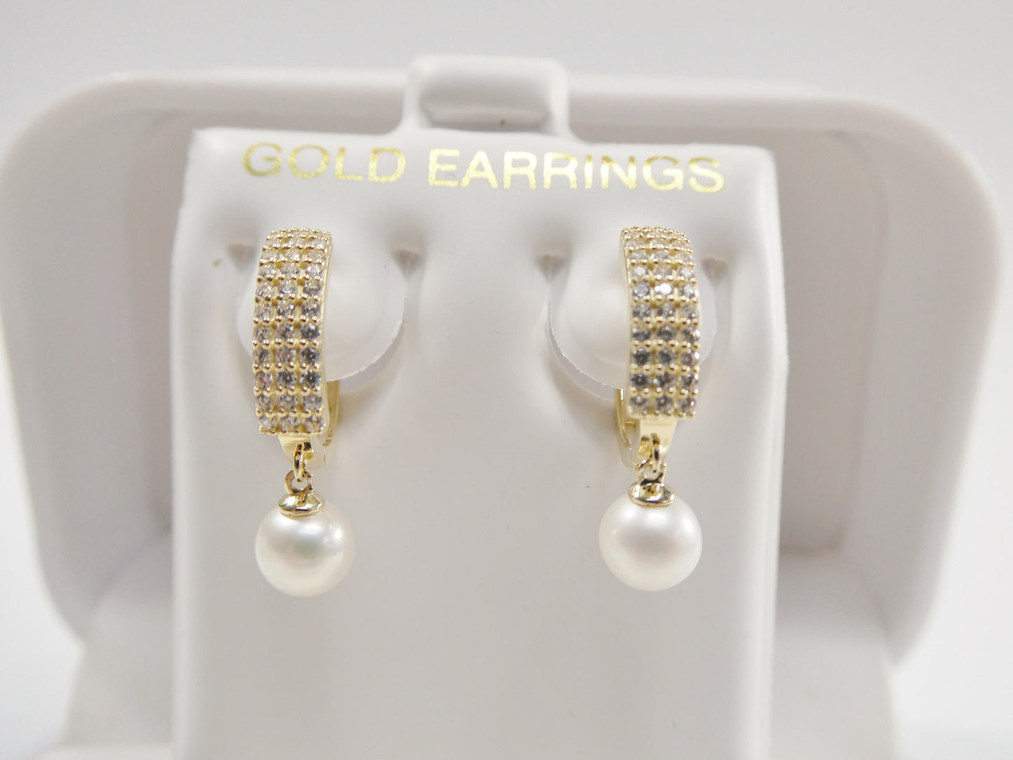 real 10k solid yellow gold cultured freshwater pearl dropping hoop huggie earrings