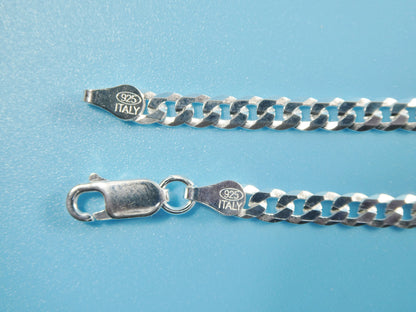 Real 925 Sterling Silver 4MM Italian Solid Chain Lobster Lock Clasp