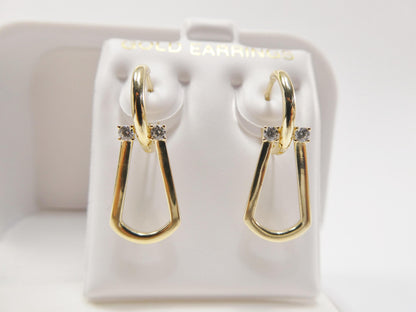Real 10k Solid Yellow Gold Buckle Hoop Huggie Earrings