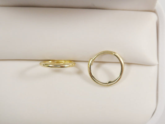 real 10k solid yellow gold tiny simple 12mm hoop huggie earrings