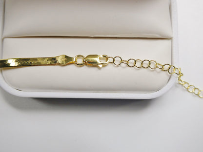 Real 3.5mm 925 Sterling Silver Herringbone Necklace/choker 14k Yellow Gold Finish
