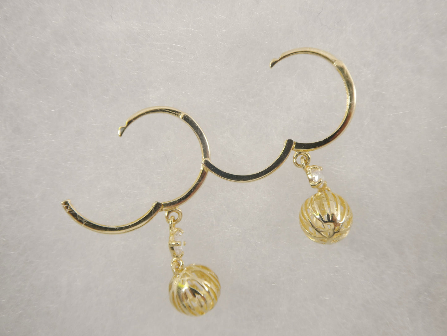 10k real yellow gold ball dangle plain huggie earrings