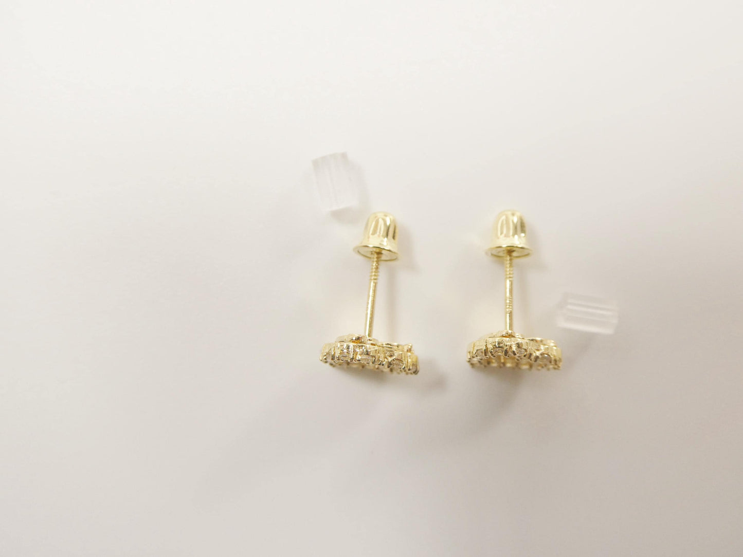 real 10k solid yellow gold heart screw back stud earrings