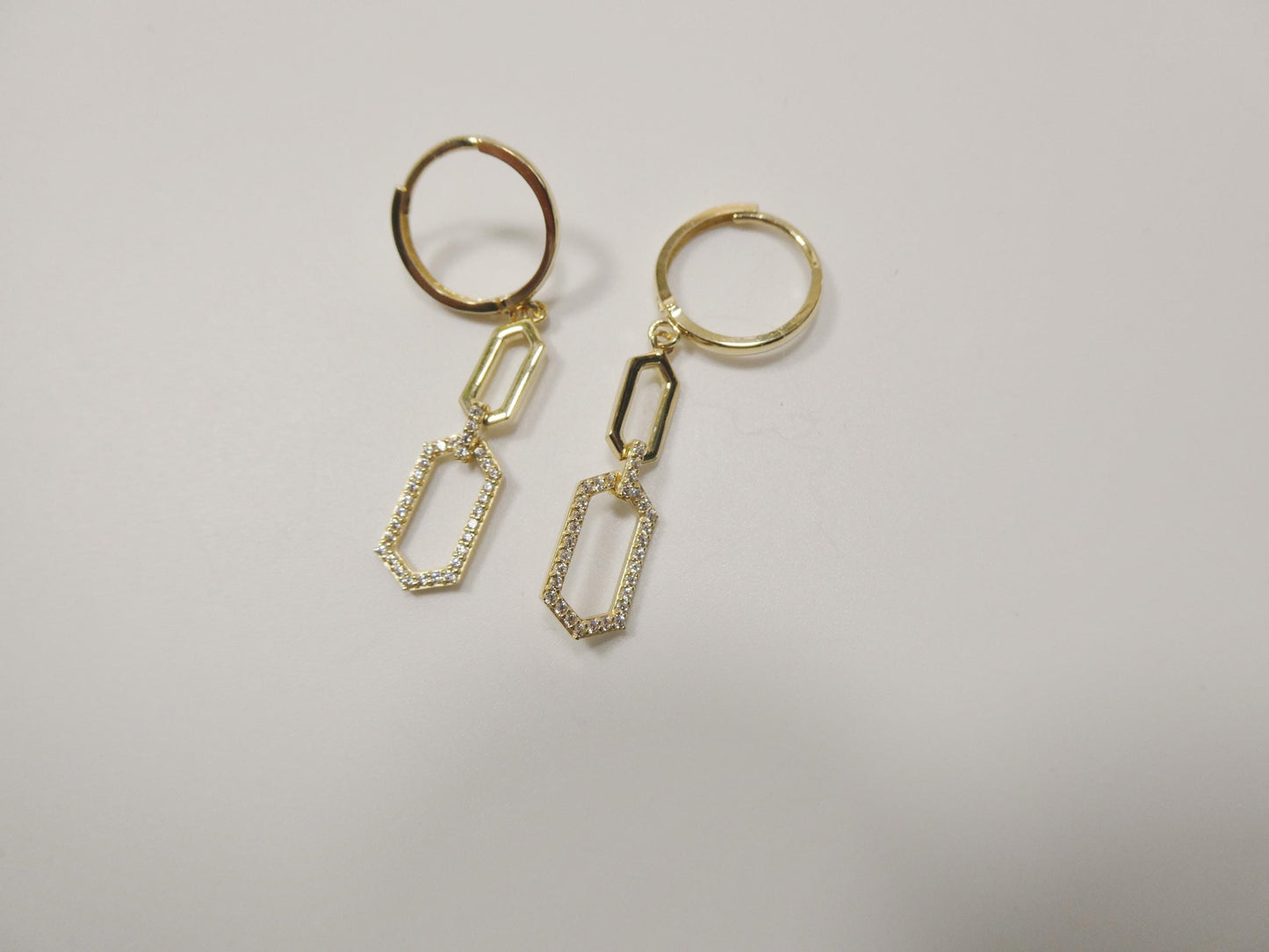real 10k solid yellow gold long paperclip dropping earrings