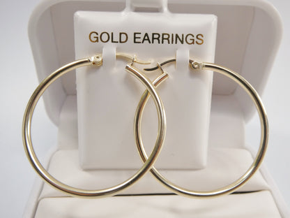 Real 10k Solid Yellow Gold Plain High Polish 35mm Hoop Earrings