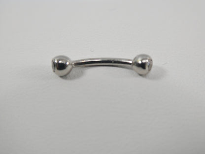 14K Real Solid Yellow Gold White Gold Eyebrow CZ Both Side Curve piercing