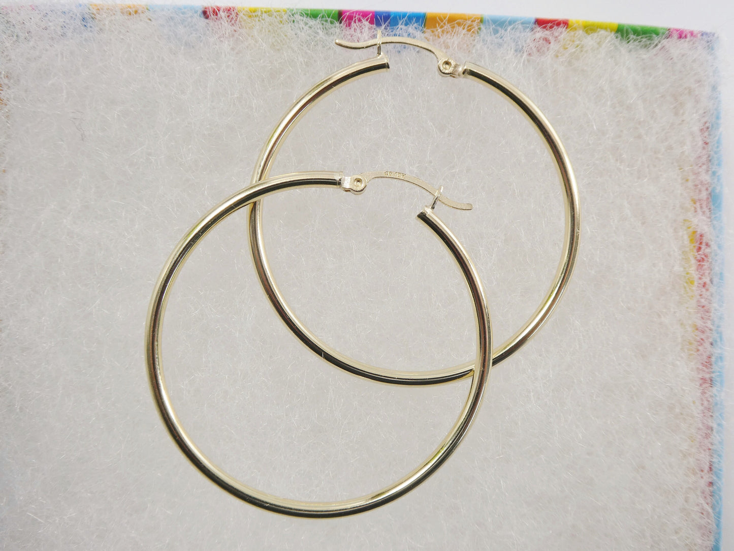 real 10k solid yellow gold plain high polish 40mm hoop earrings