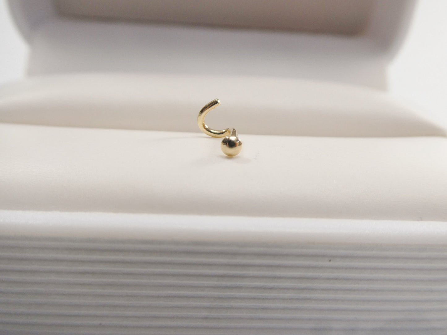 14k real solid yellow gold twist plain flat ball nose ring