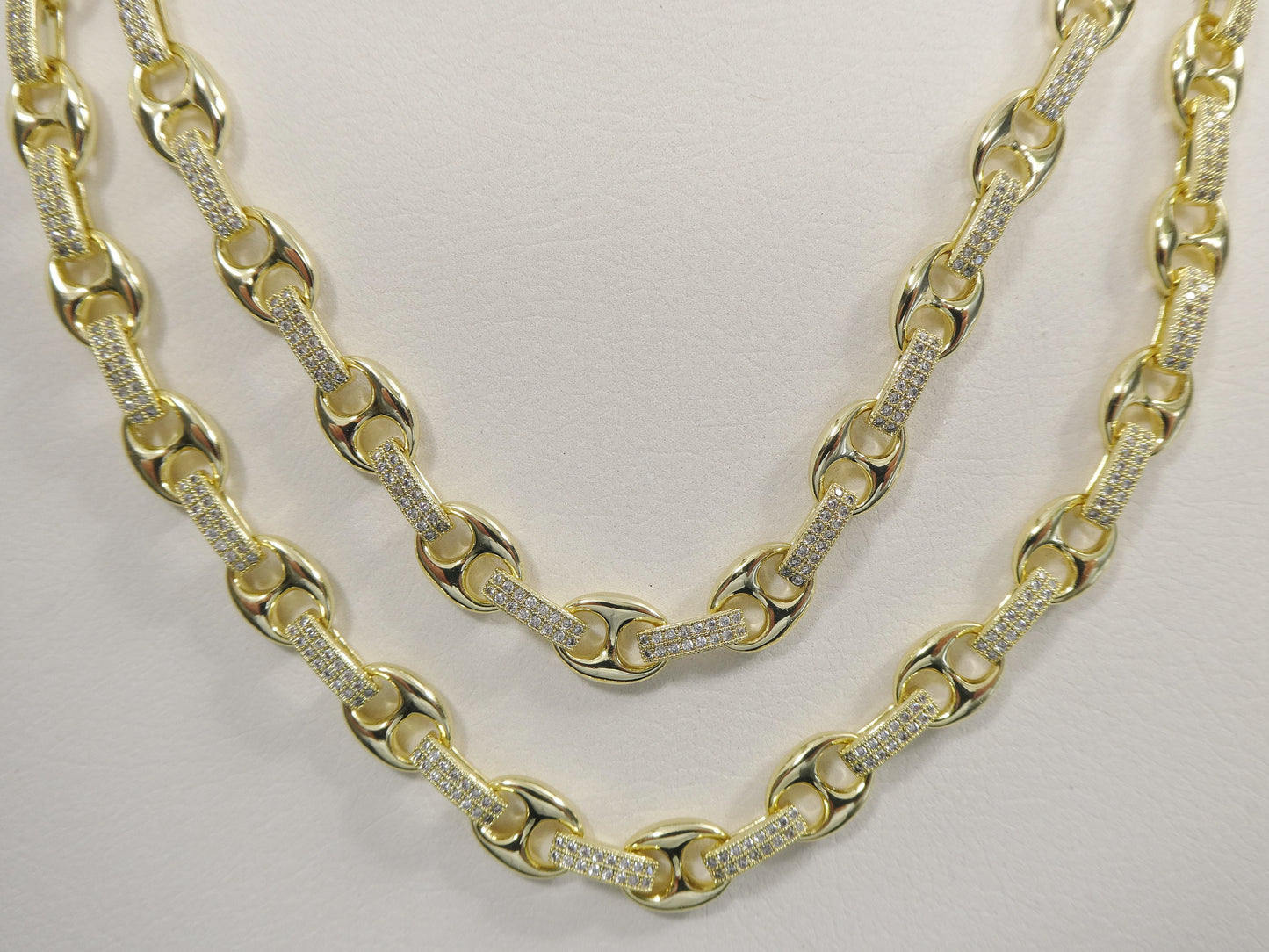 14k gold filled yellow gold puffed mariner LINK necklace