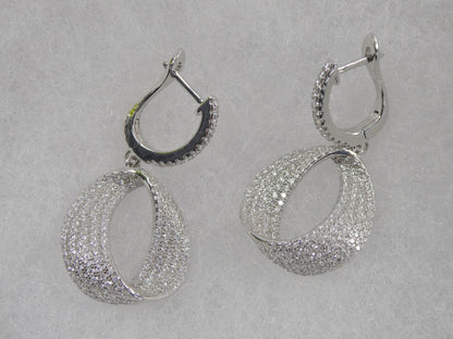 Real 925 Sterling Silver Micro Pave Setting 14k White Gold Color Finish Drop Earrings