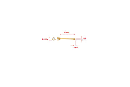 14k Real Solid Yellow Gold Long Post Nose Ring