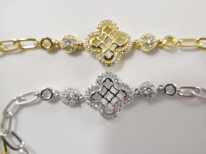 Real 925 Sterling Silver Paperclip Bracelet 14k Yellow Gold Finish