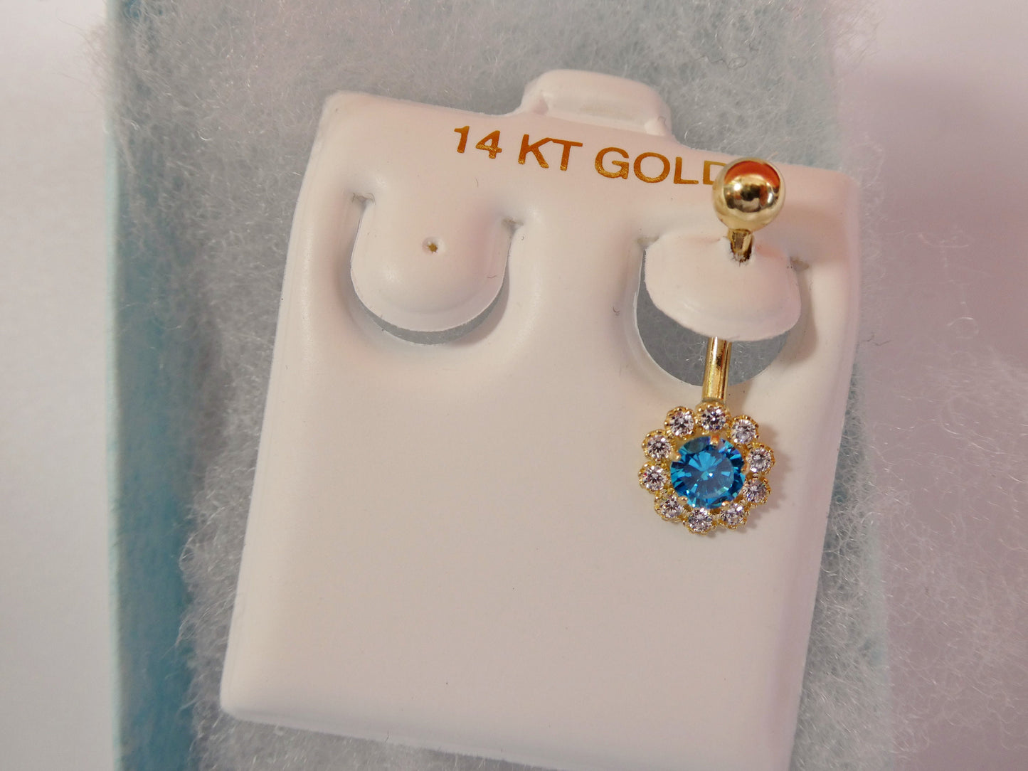 14k real solid yellow gold birthstone color center belly button ring piercing