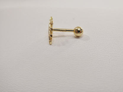 14k Real Solid Yellow Gold Leaf Helix Cartilage Leaf Earring