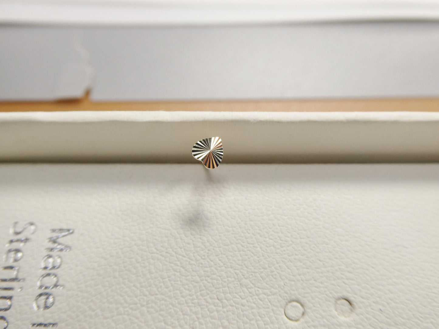 14k real solid yellow gold heart long post nose ring