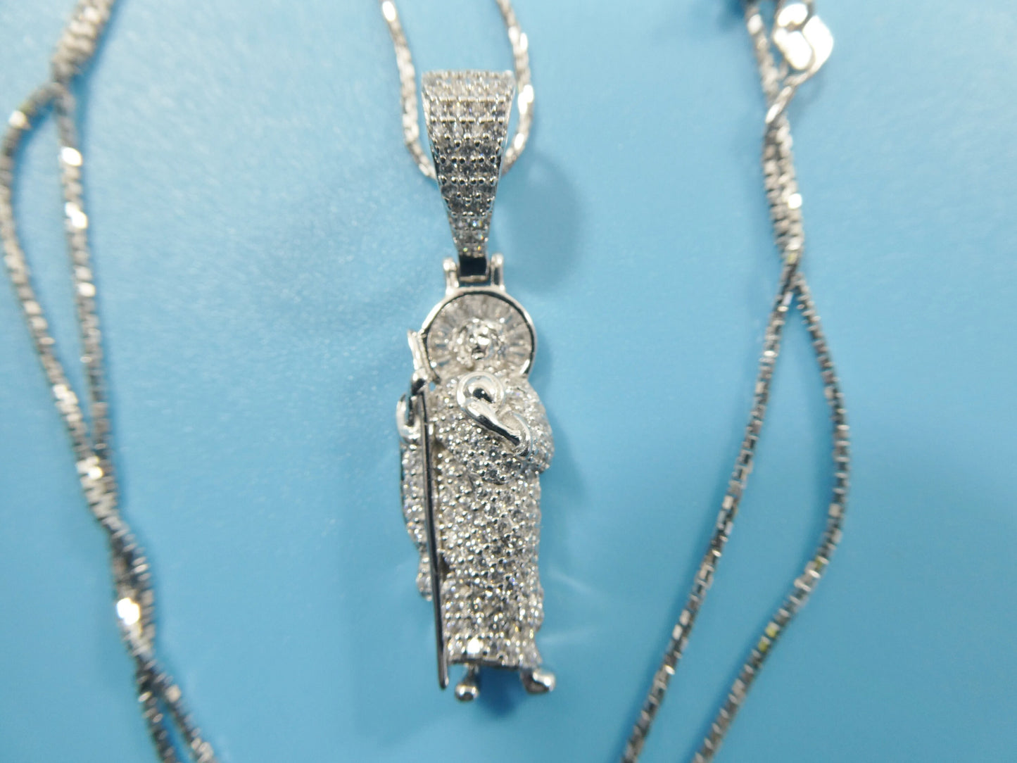 real 925 sterling silver 16 inch box chain and saint jude small pendent
