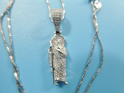 Real 925 Sterling Silver 16 Inch Box Chain And Saint Jude Small Pendent