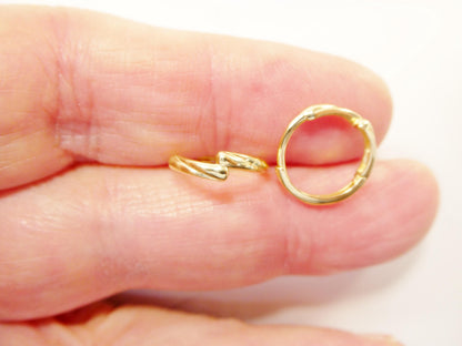 Real 10k Solid Yellow Gold Designer Hoop Huggie Earrings