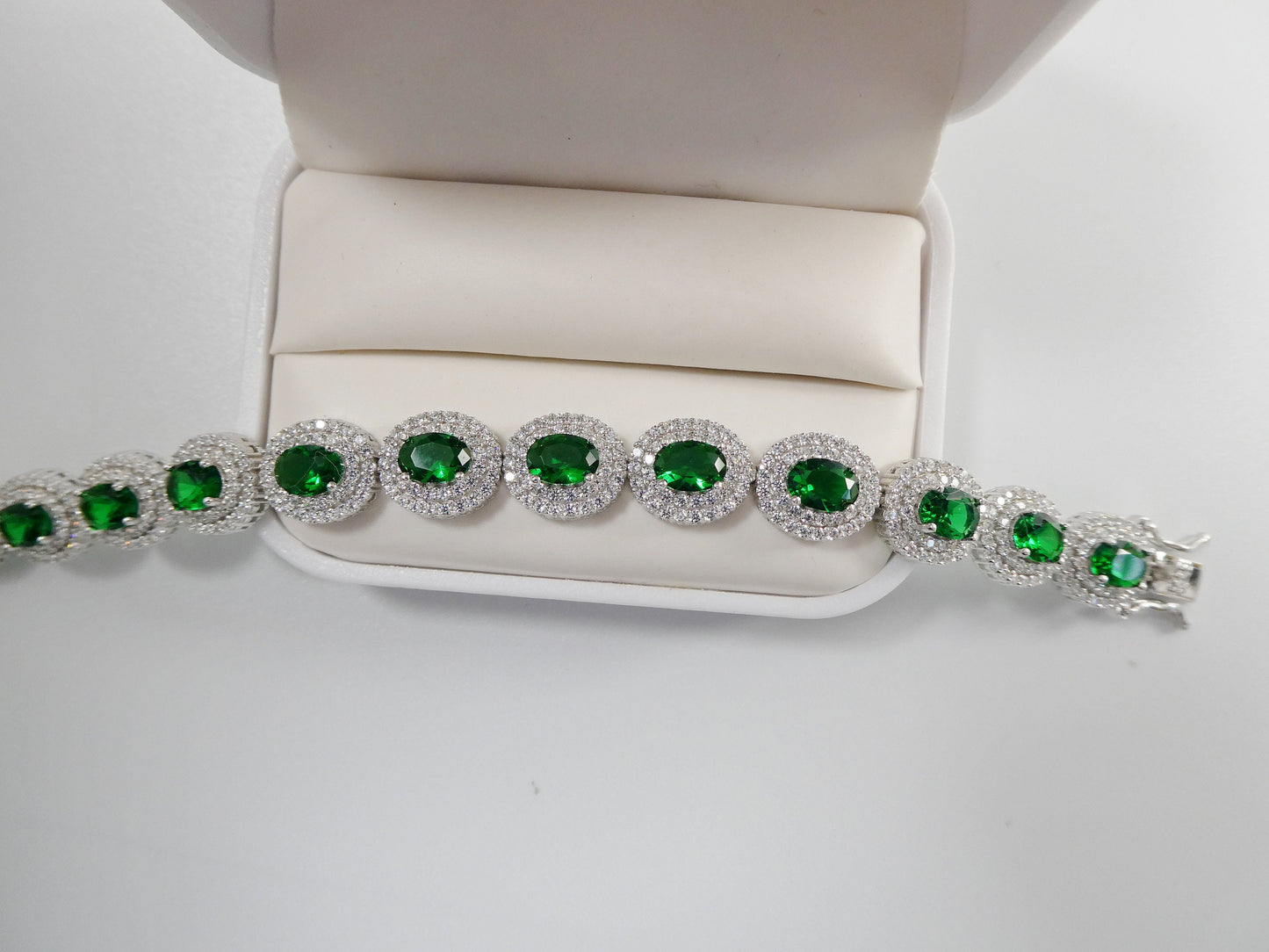 7 inch real 925 sterling silver large color stone ladies bracelet