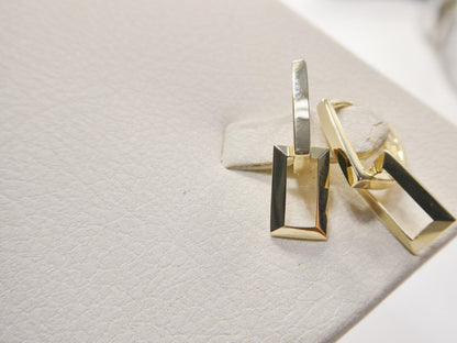 Real 10k Solid Yellow Gold Designer Hoop Huggie Earrings