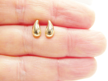 Real 10k Solid Yellow Gold Teardrop Push Post Earrings