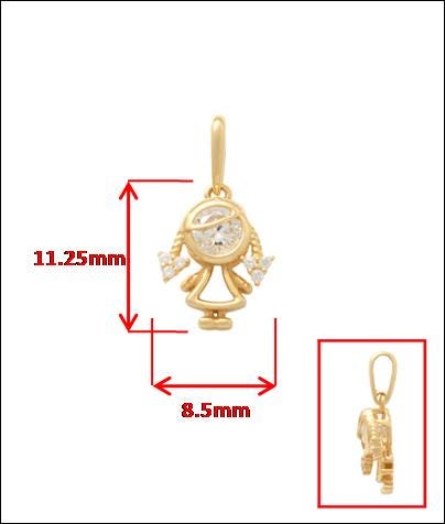 10k solid Yellow Gold Singapore Chain & boy girl pendent