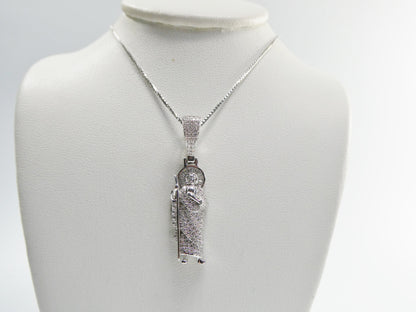 Real 925 Sterling Silver 16 Inch Box Chain And Saint Jude Small Pendent