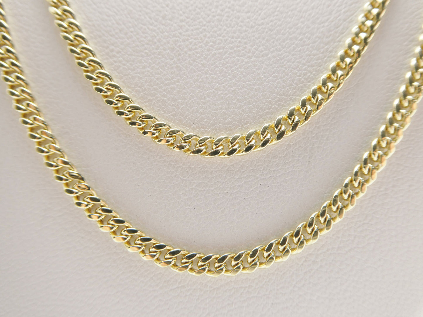 real 10k solid yellow gold 3mm curb link chain necklace