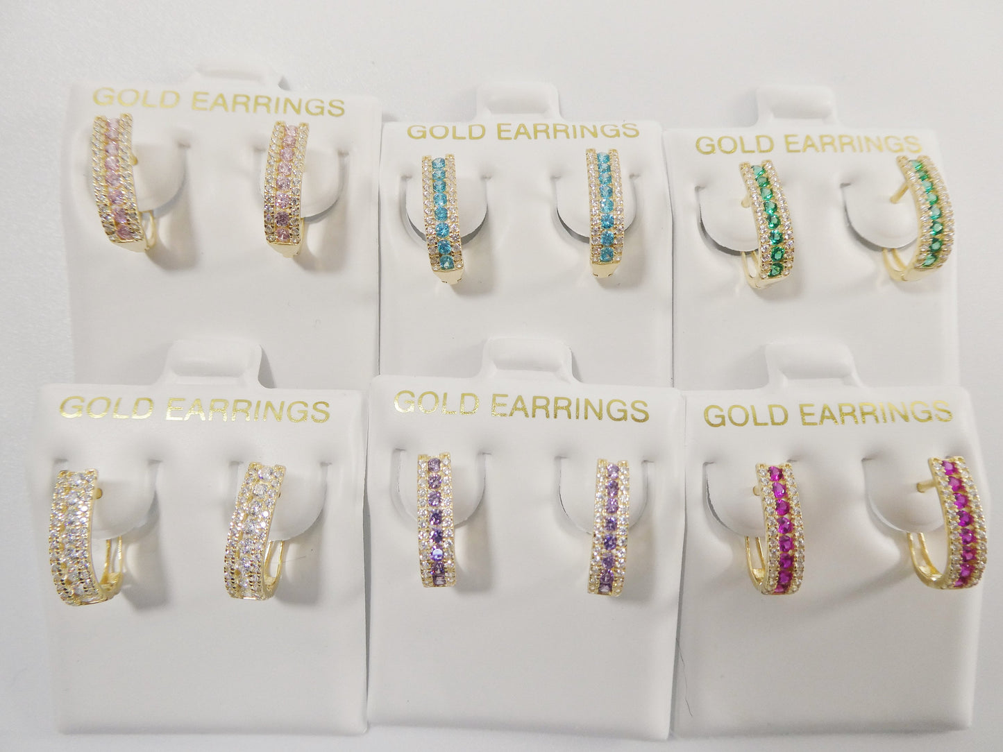 real 10k solid yellow gold channel set birthstone french hoop earrings