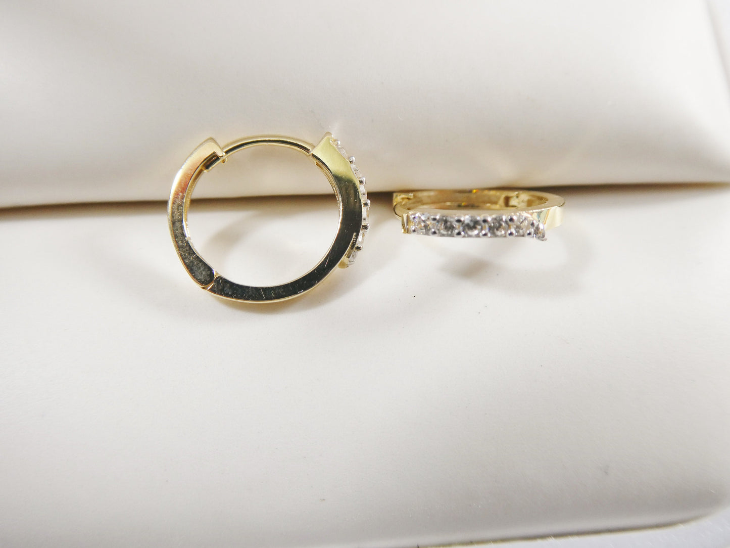 10k real yellow gold cz hoop huggie earrings daith