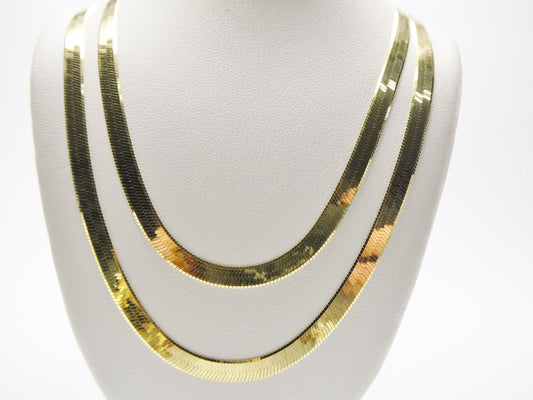 real 4.5mm 925 sterling silver herringbone necklace / choker 14k yellow gold finish