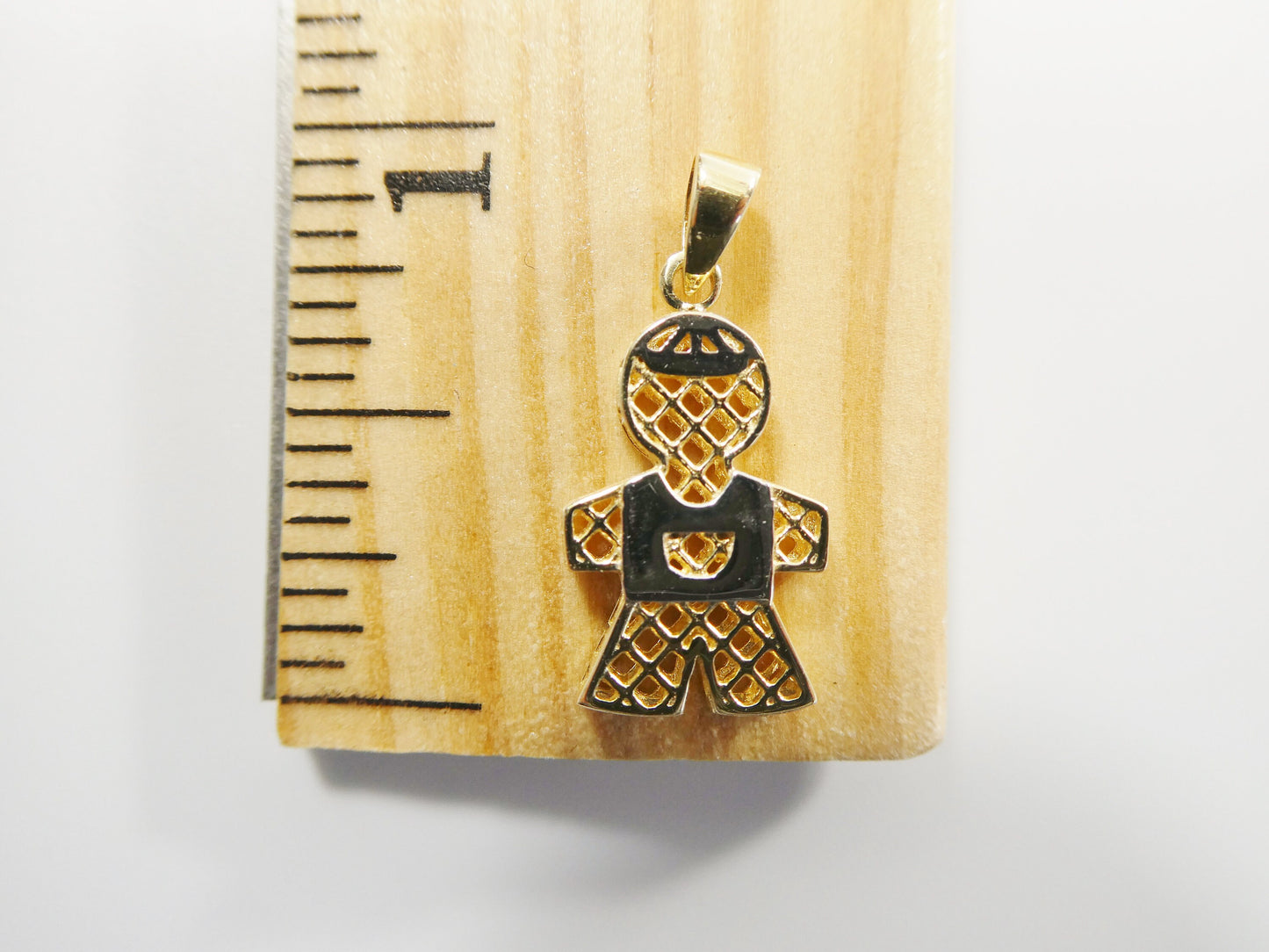 14k real solid yellow gold two tone boy girl charm pendent