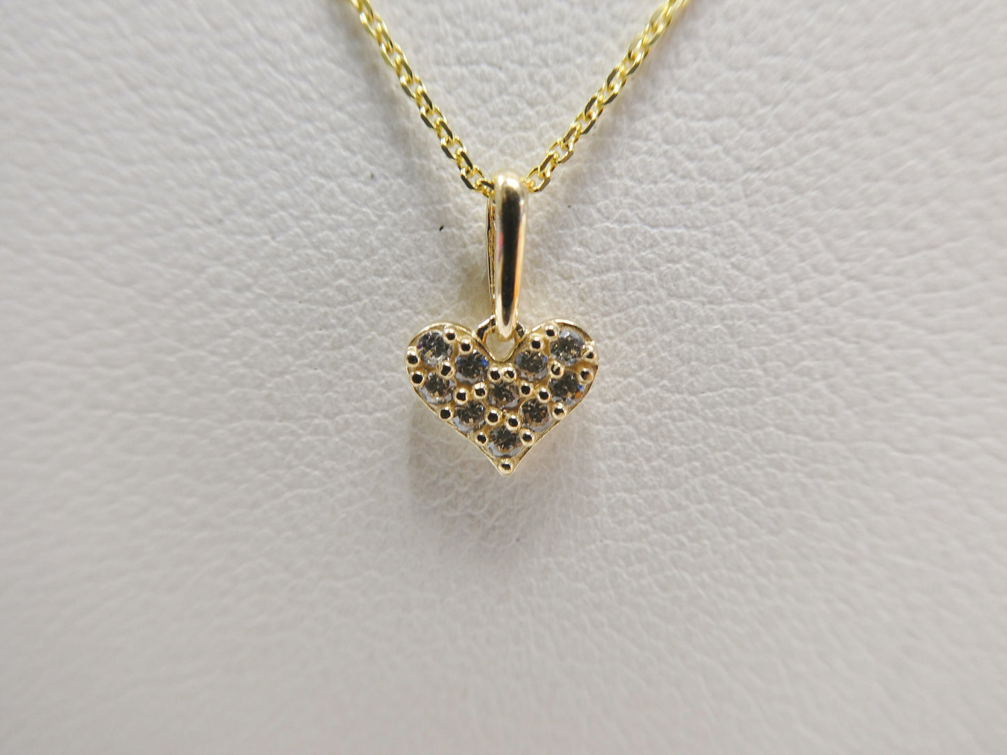 14k real solid yellow gold small heart pendent and cable necklace
