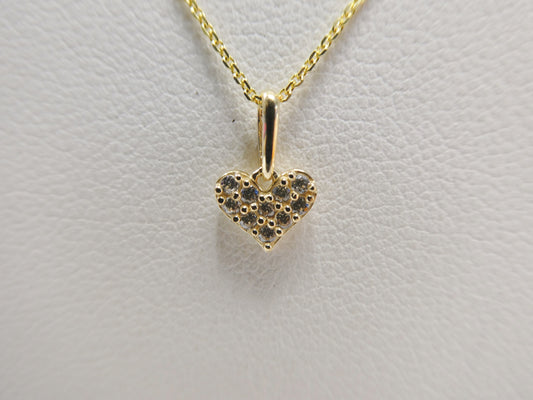 14k real solid yellow gold small heart pendent and cable necklace