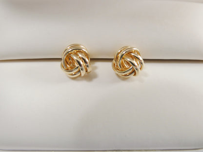 Real 10k Solid Yellow Gold Push Post Small Loveknot Stud Earring