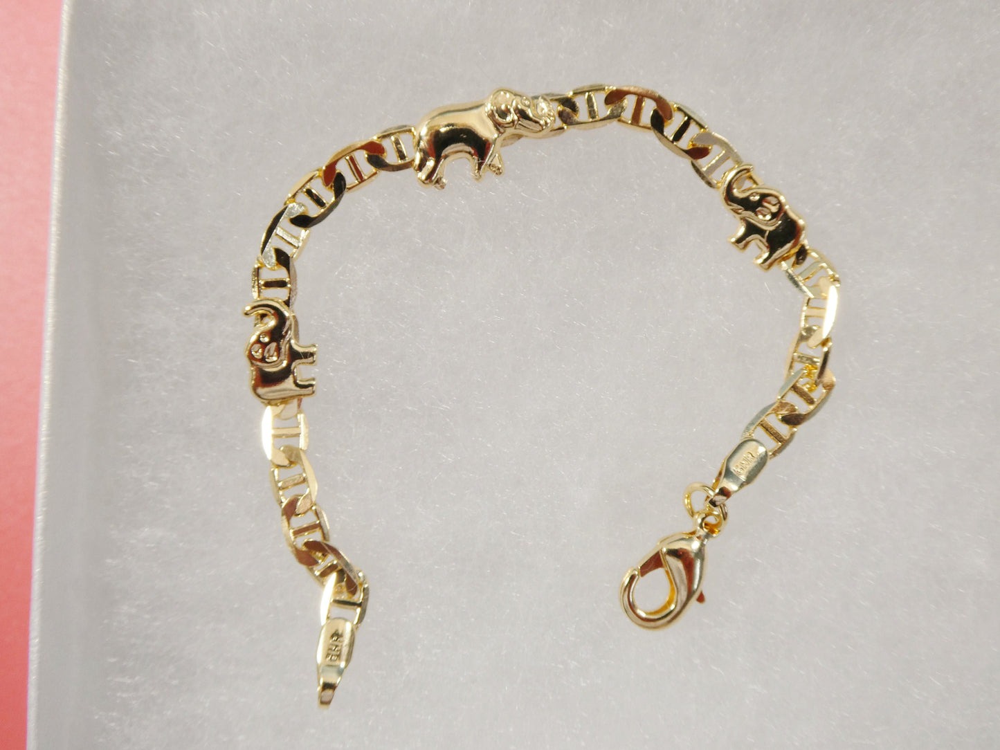 5.5 inch 18k gold filled mariner chain style elephant baby bracelet