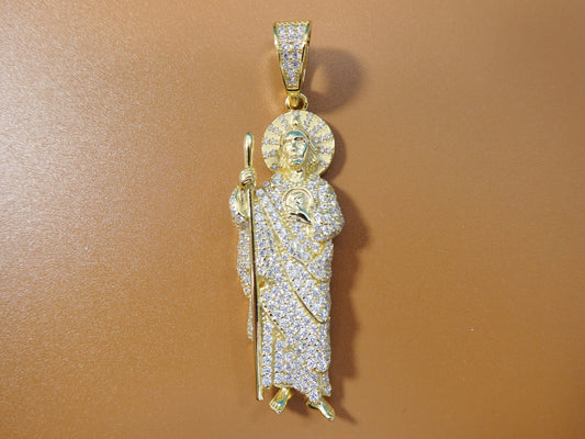 real solid 925 sterling silver large saint Jude pendent