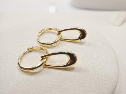 Real 10k Solid Yellow Gold Paperclip Dropping Earrings
