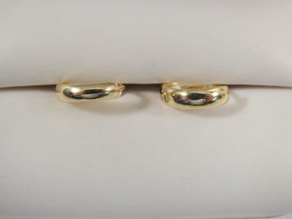Real 10k Solid Yellow Gold High Polish Plain Hoop Huggie Earrings