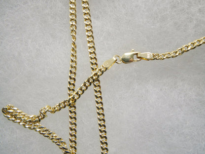 Real 10k Solid Yellow Gold 3mm Curb Link Chain Necklace