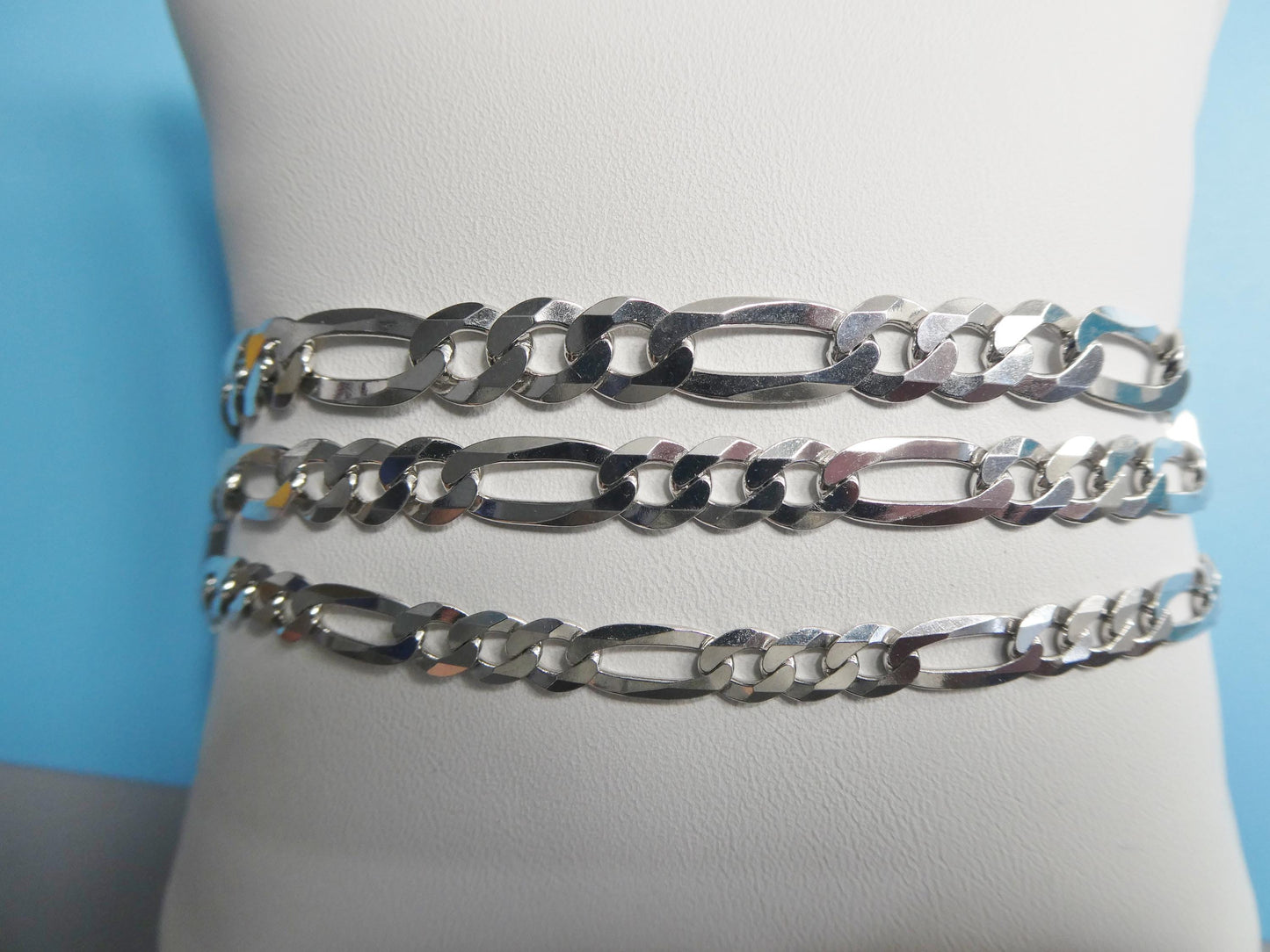 real 925 sterling silver 8 inch flat figaro bracelet