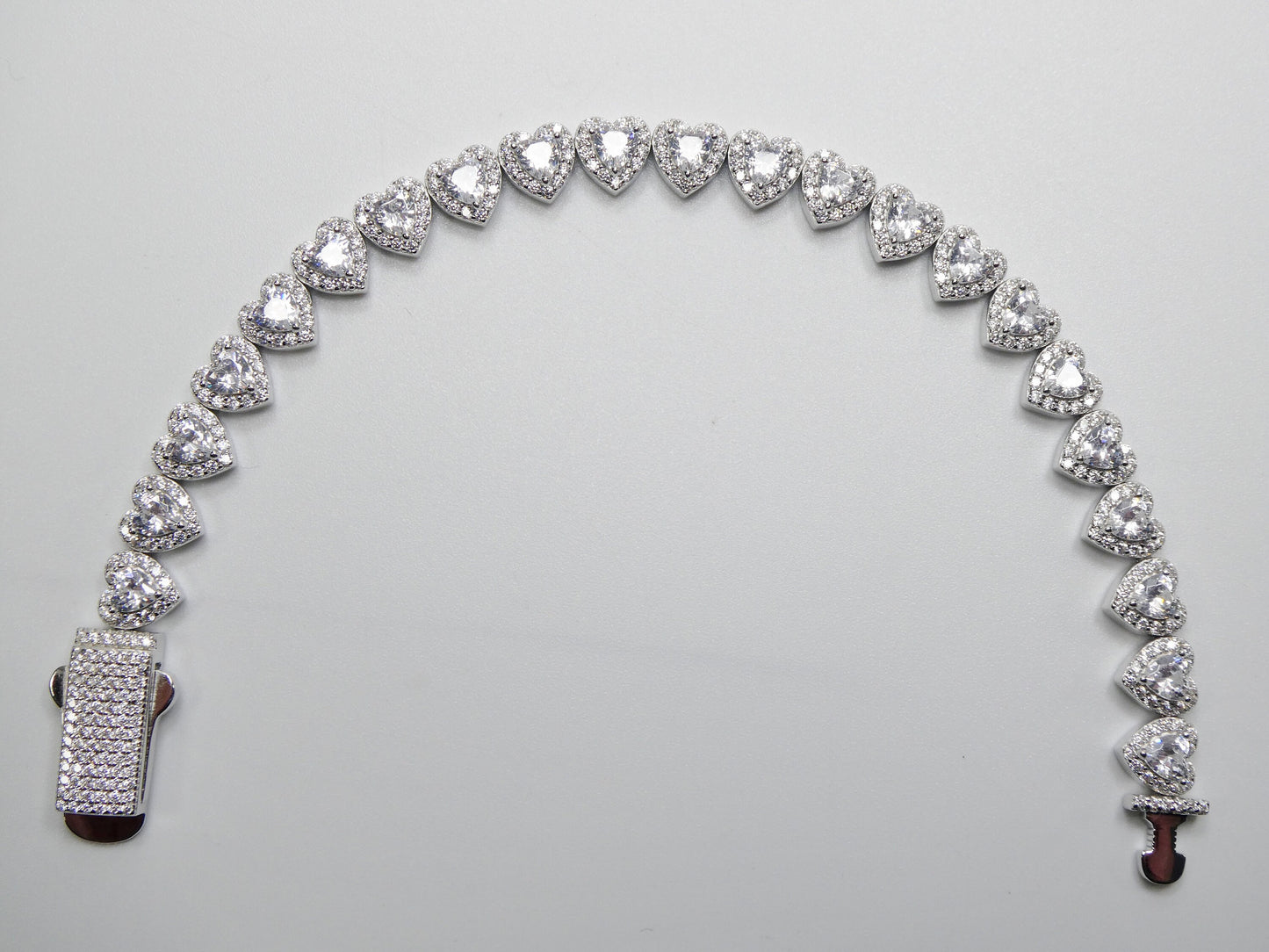 real  925 sterling silver heart stone set necklace and bracelet