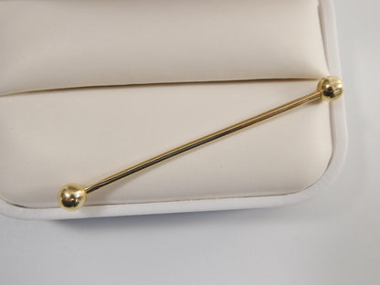 14k Real Solid Yellow Gold Extra Long Straight Barbell Tongue Belly Button Ring Piercing