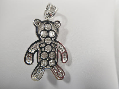 Real 925 Sterling Silver Teddy Bear Pendent and 2mm 18 Inch Moon Cut Chain