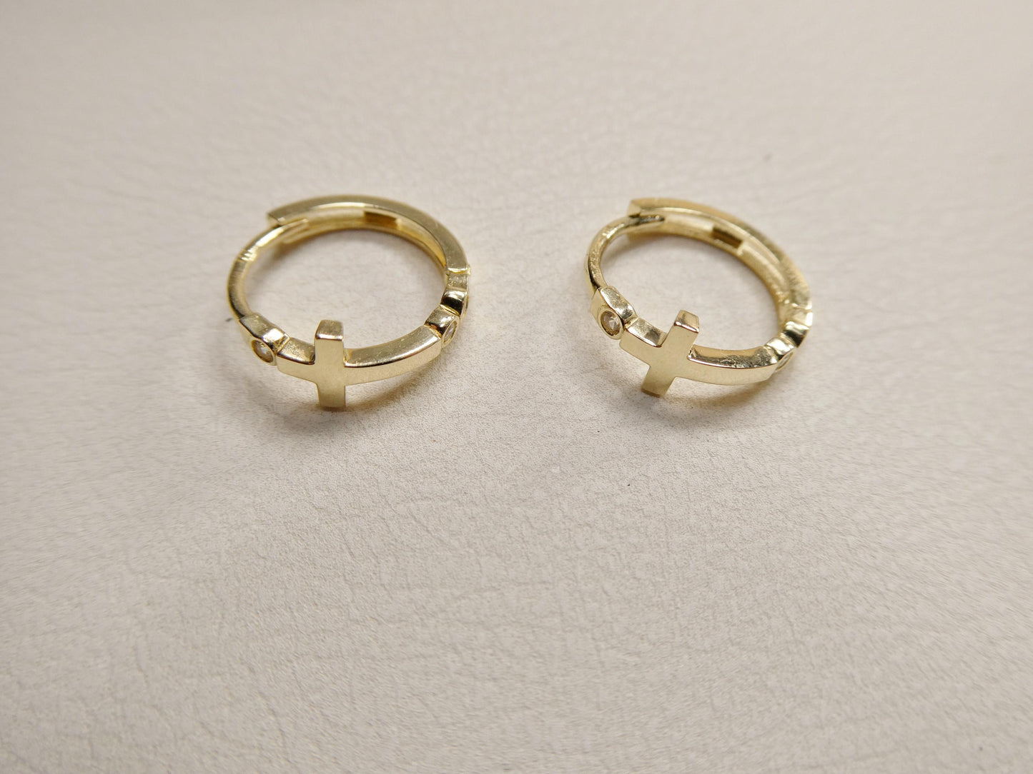 real 10k solid yellow gold designer cross earrings