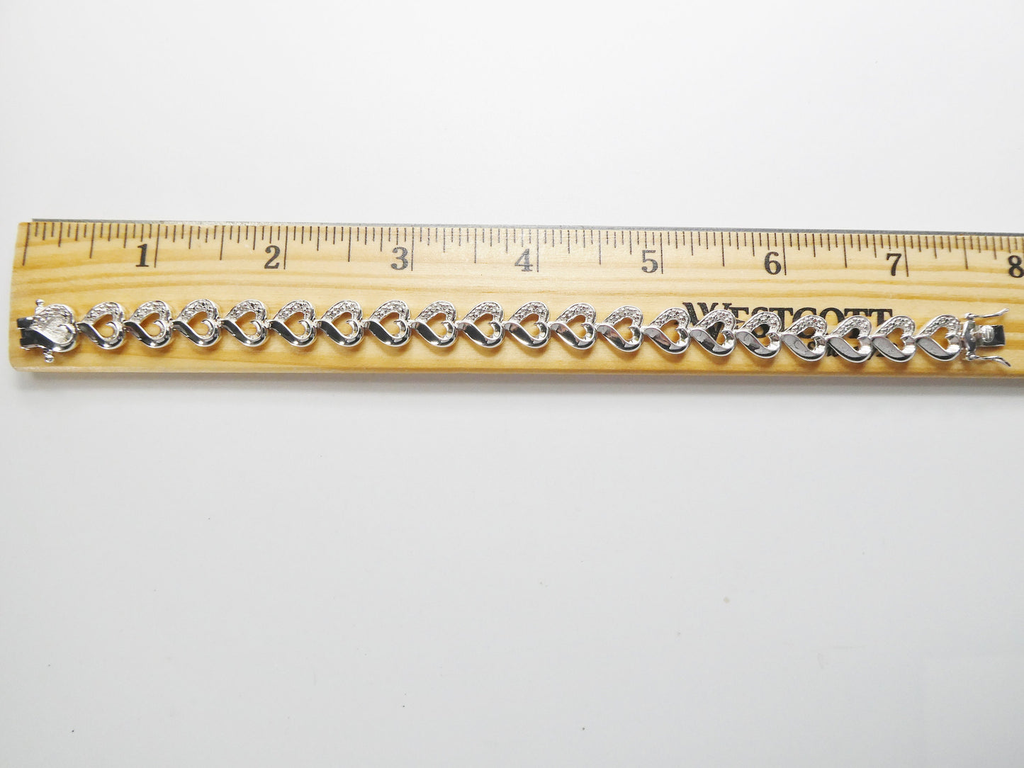 real  925 sterling silver heart diamond bracelet