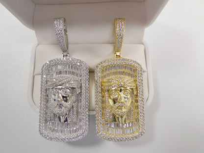 Real 925 Sterling Silver Large Jesus Head Medallion Pendent