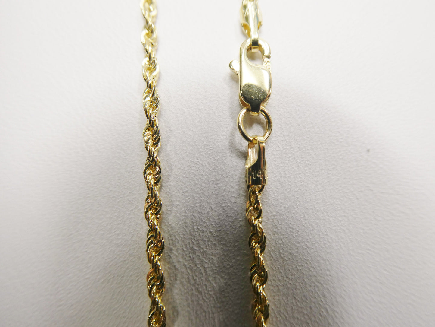real 14k solid yellow gold rope chain women men necklace