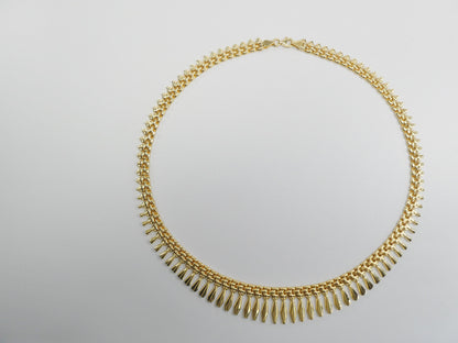 14k Yellow Gold Tone Color Cleopatra Necklace Over Real 925 Sterling Silver